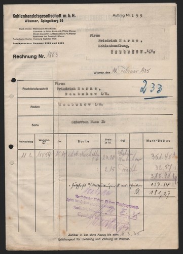 Wismar meckl brief - wismar, meckl.,