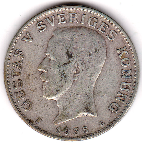 Schweden 1kr 1935g krone - 1935g, 1